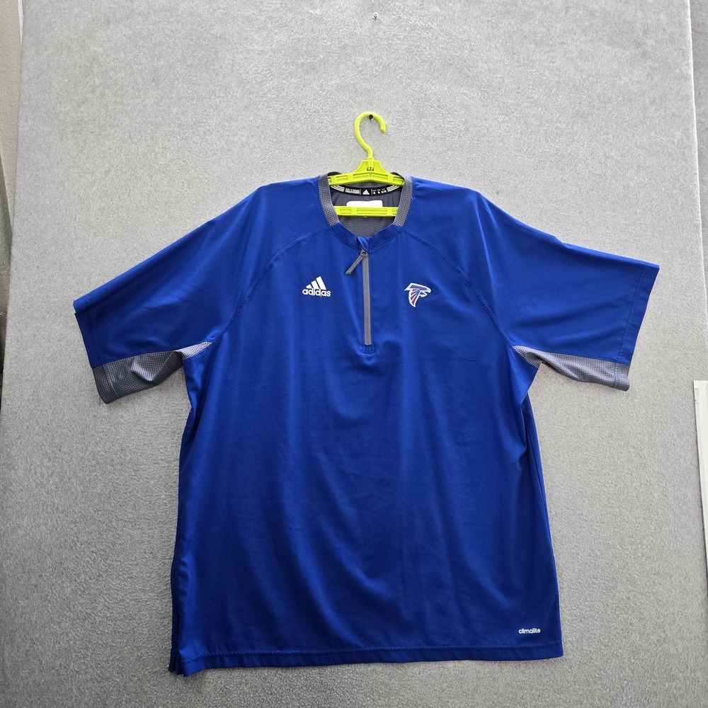 Adidas Men Shirt XL Blue Colorblock Quarter Zip Climalite Activewear Zipper